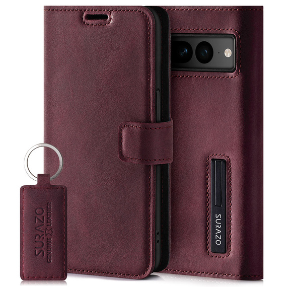 Etui na telefon Surazo ze skóry naturalnej Wallet case Orzechowe