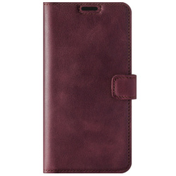 Skórzane etui na telefon Wallet case - Burgund - TPU Transparentne