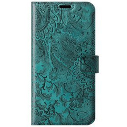 Skórzane etui na telefon RFID Wallet case - Ornament Turkusowy - TPU Transparentne