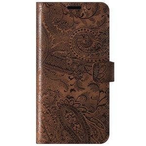 Skórzane etui na telefon Wallet case - Ornament Brązowy - TPU Transparentne