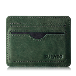 Slim Card Wallet Etui Skórzane Małe - Zielony