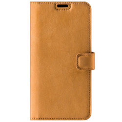 Skórzane etui na telefon Wallet case - Nubuk Camel - TPU Transparentne