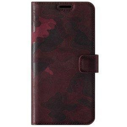 Skórzane etui na telefon RFID Wallet case - Moro Burgund - TPU Czarne