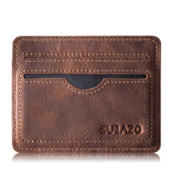 Slim Card Wallet Etui Skórzane Małe - Orzechowy