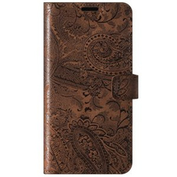 Skórzane etui na telefon Wallet case - Ornament Brązowy - TPU Transparentne