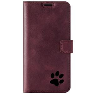 Skórzane etui na telefon RFID Wallet case - Burgund - Łapa czarna - TPU Czarne