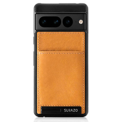 Etui skóra naturalna Back case z podpórką - Nubuk Camel - TPU Czarne