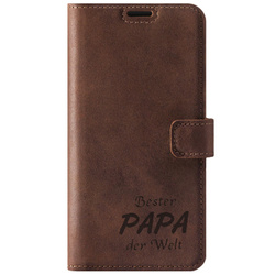 Skórzane etui na telefon Wallet case - Orzechowy - Bester Papa - TPU Transparentne