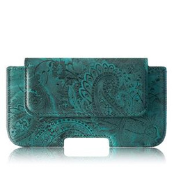 Kabura na pasek skórzana Belt Case - Ornament Turkusowy