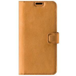 Skórzane etui na telefon RFID Wallet case - Nubuk Camel - TPU Czarne