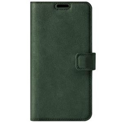 Skórzane etui na telefon RFID Wallet case - Nubuk Ciemny Zielony - TPU Czarne