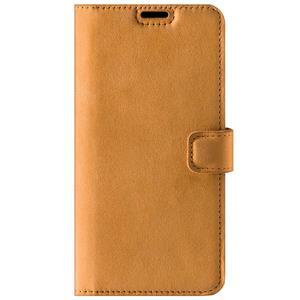 Skórzane etui na telefon RFID Wallet case - Nubuk Camel - TPU Czarne