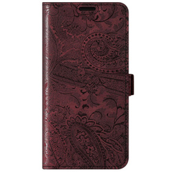 SURAZO Premium MJ - Skórzane Etui Na Smartphone Portfel z Klapką - Ornament Burgund