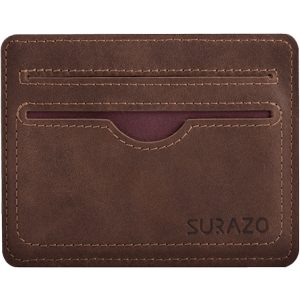 Slim Card Wallet Etui Skórzane Małe - Orzechowy