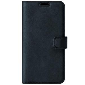 Skórzane etui na telefon RFID Wallet case - Nubuk Granatowy - TPU Czarne